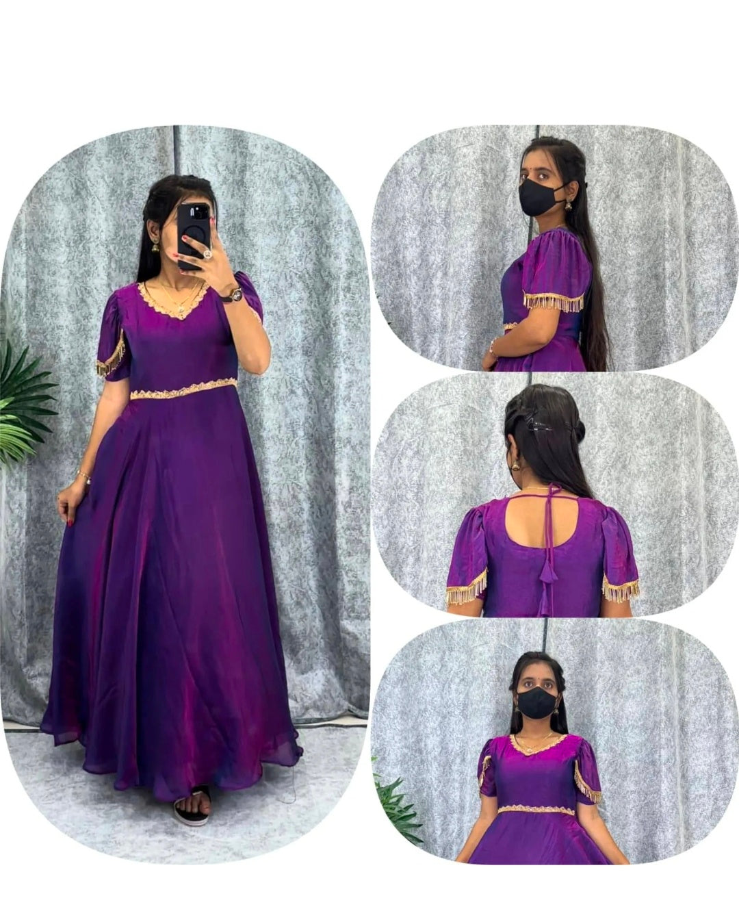 Elegant Violet Flared Party Wear Gown