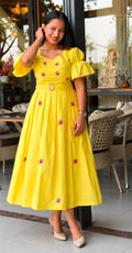 Golden Glow Embroidered Dress