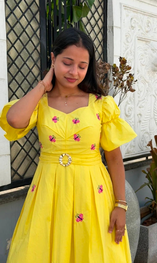 Golden Glow Embroidered Dress