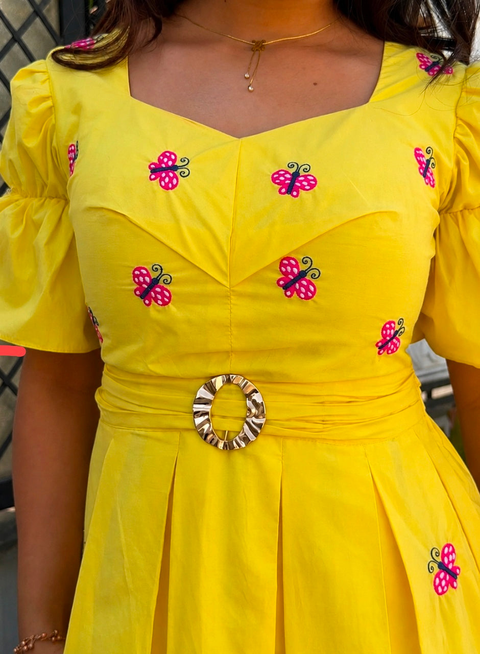 Golden Glow Embroidered Dress