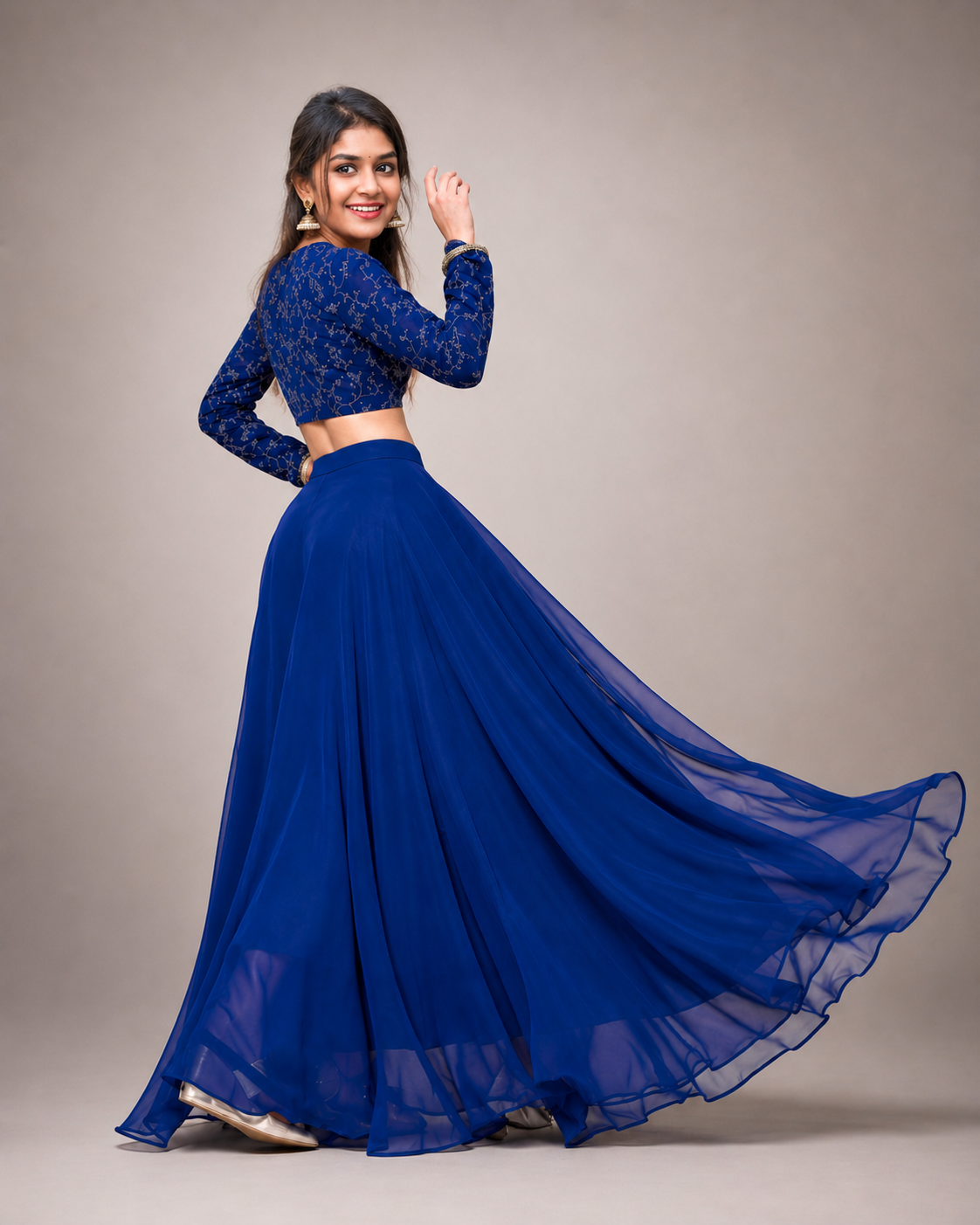 Elegant Embroidered Top & Skirt Set