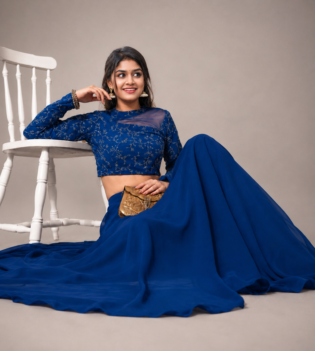 Elegant Embroidered Top & Skirt Set