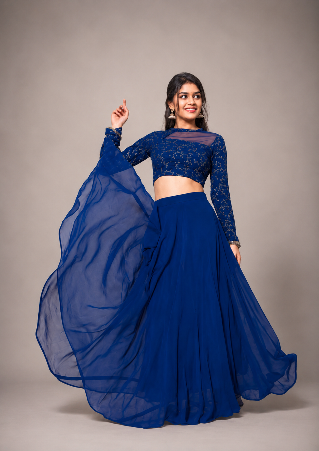 Elegant Embroidered Top & Skirt Set