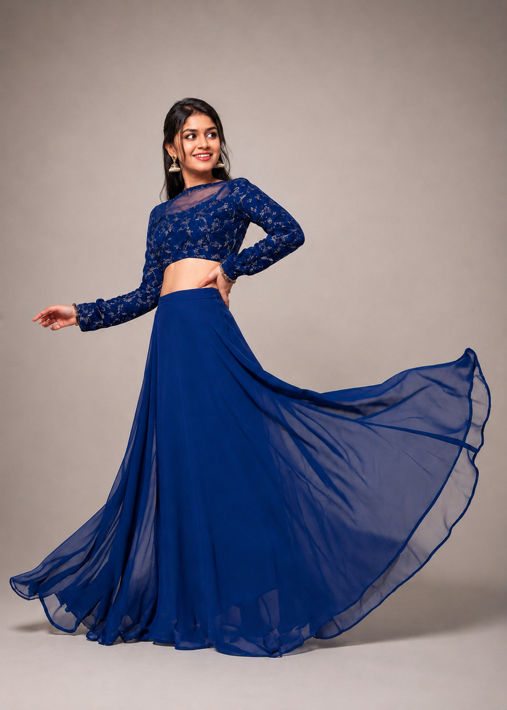 Elegant Embroidered Top & Skirt Set
